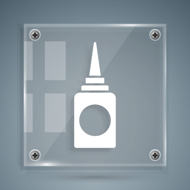 白色瓶子鼻喷剂图标孤立在灰色背景。方形玻璃面板。矢量图图片下载