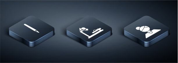 设置等距笔老师和显微镜图标图片下载