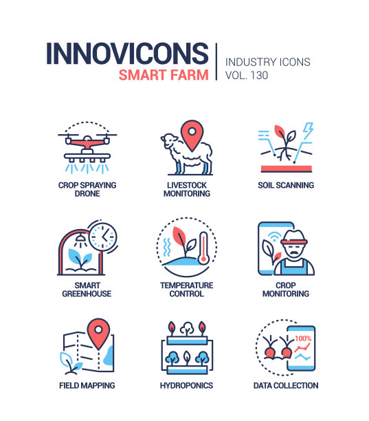 智能农场-现代色彩缤纷的线条设计风格图标图片下载
