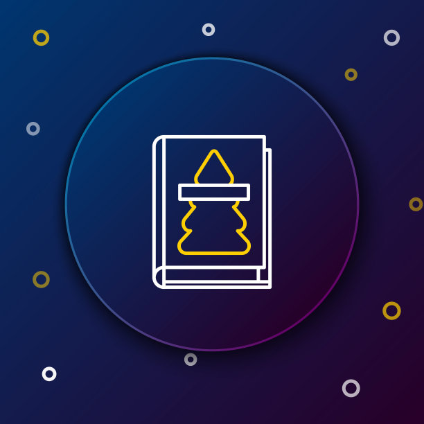 线圣诞书封面或传单模板图标孤立的蓝色背景。圣诞快乐，恭贺新禧。色彩斑斓的轮廓的概念。向量图片下载