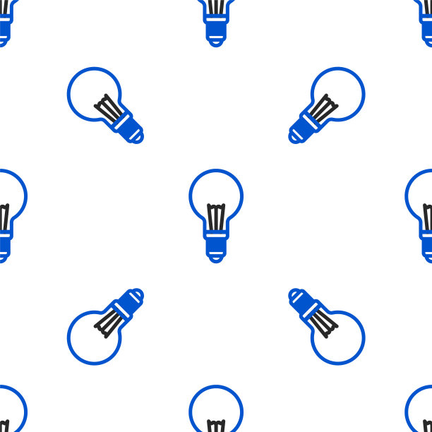 线条灯泡与概念的想法图标隔离无缝模式上的白色背景。能量和理念的象征。灵感的概念。色彩斑斓的轮廓的概念。向量图片下载