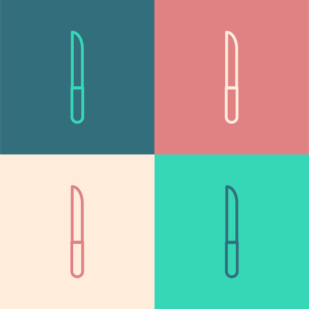 波普艺术线刀图标孤立的颜色背景。餐具的象征。矢量图图片下载