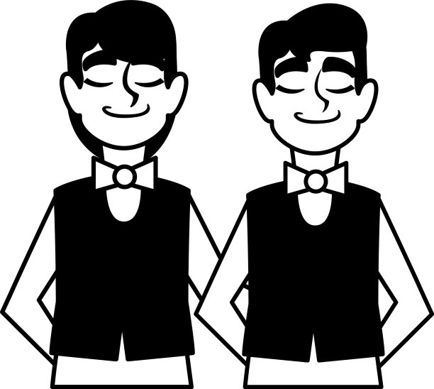 穿着制服摆不同姿势的男服务员图片下载