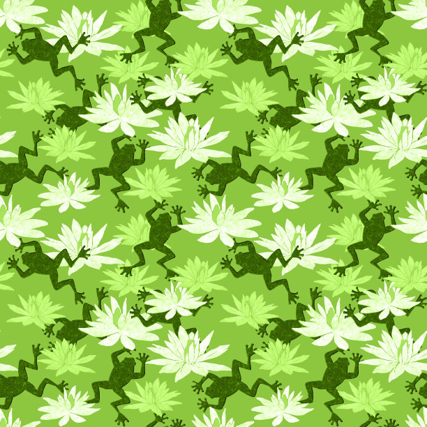 无缝图案与青蛙和睡莲图片下载