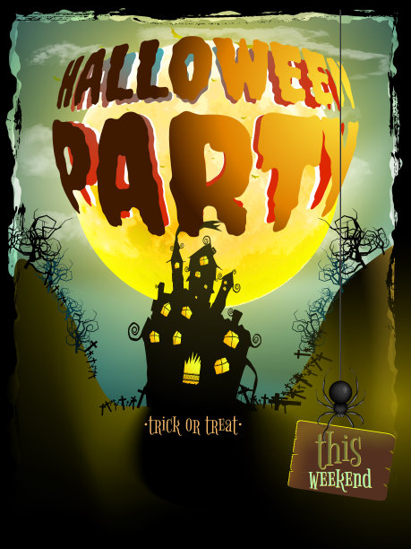 万圣节月光夜背景。每股收益10图片下载