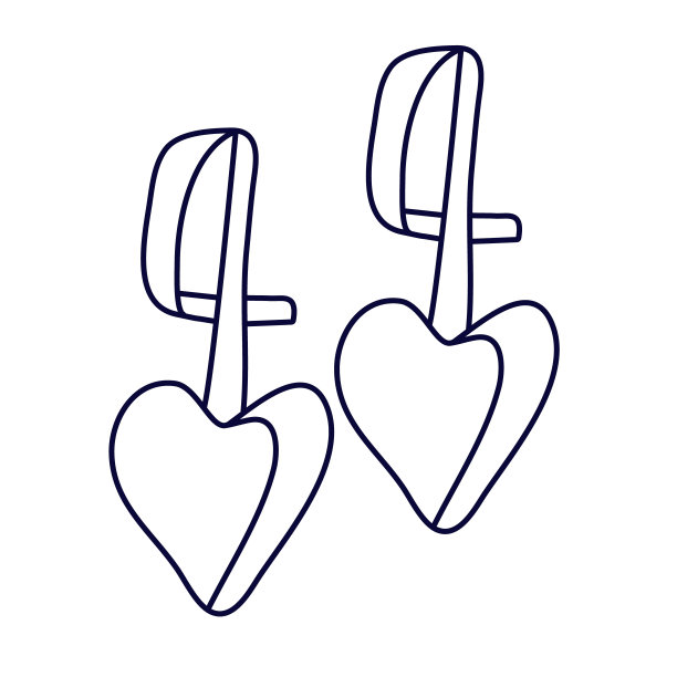 英文锁心耳环涂鸦。图片下载