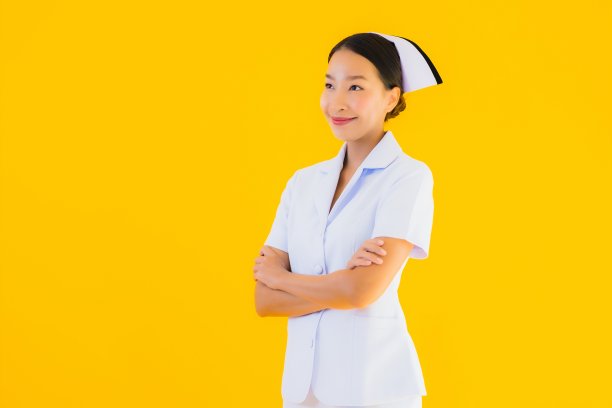 肖像美丽年轻的亚洲泰国护士在许多行动图片下载