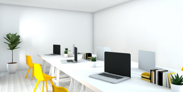 现代办公区域的3d效果图图片下载