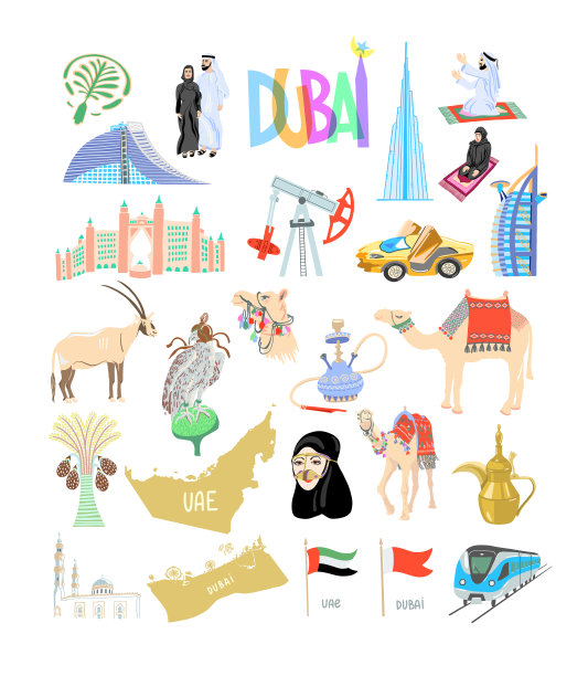 设置25从迪拜手绘图标符号图片下载