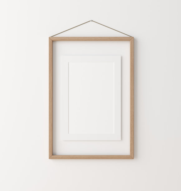 贴在墙上的海报框架模型图片下载