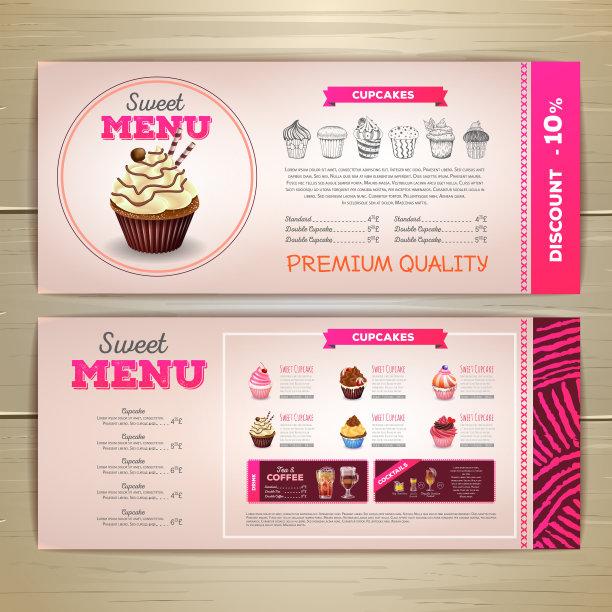 复古甜点菜单设计。甜蜜的蛋糕图片下载