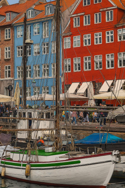 快乐的色彩斑斓的哥本哈根。奇妙的数字说明图片下载