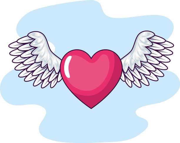 可爱的心与翅膀的图标图片下载