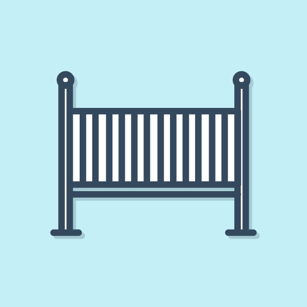 蓝线倒钩摇篮床图标孤立上图片下载