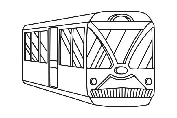 线条艺术黑白小车图片下载