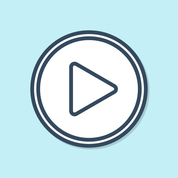 蓝线在圈中播放，图标孤立在蓝色上图片下载