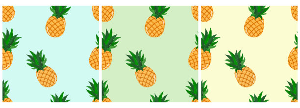 一套无缝矢量模式与菠萝图片下载
