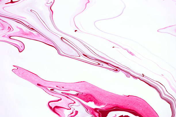 明亮的粉红色大理石花纹光栅背景。液体彩色波浪极简时尚插画。玫瑰红色和白色的抽象流体艺术。丙烯酸和油画流创造性的当代背景。图片下载