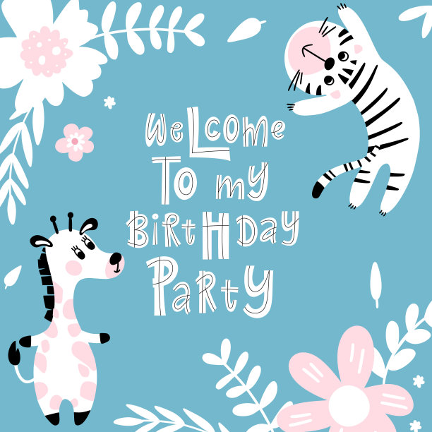 用可爱的动物设计贺卡图片下载