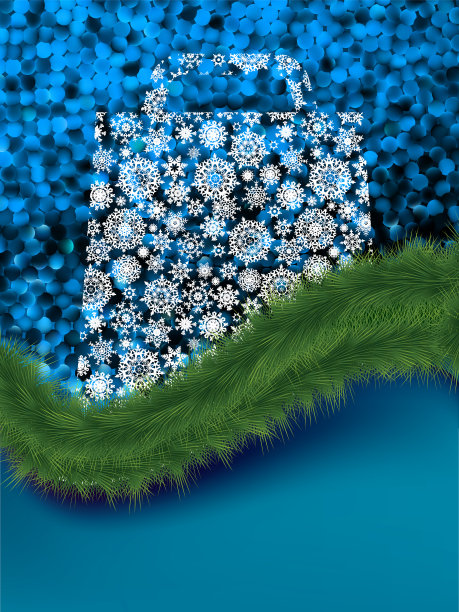 购物袋在冬天的背景。EPS 8图片下载