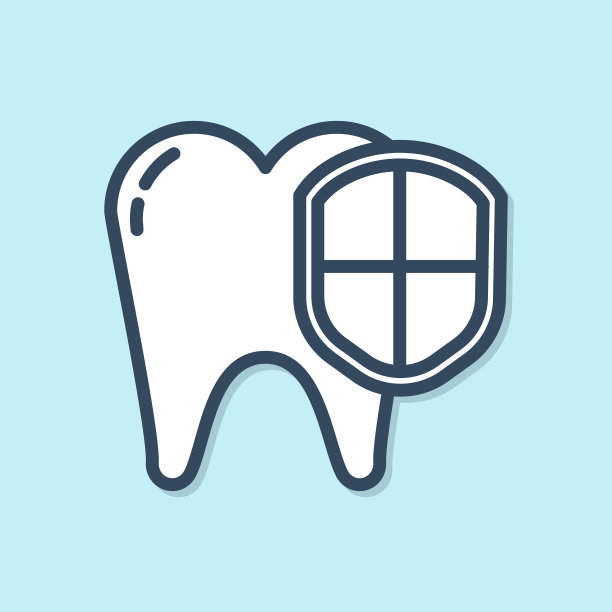 蓝线牙科保护图标隔离在蓝色图片下载