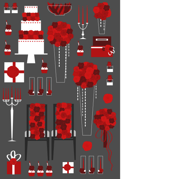 婚礼背景有鲜花，蛋糕和礼物图片下载