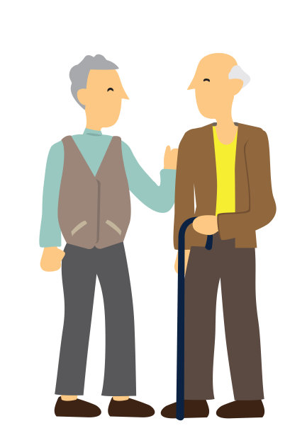 两个老朋友在聊他们的生活。退休的概念，友谊或老化的讨论。图片下载