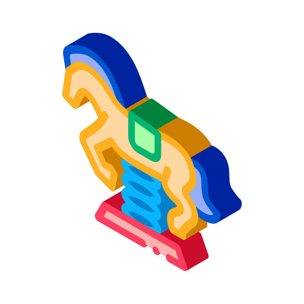 骑马儿童等距图标矢量插图图片下载