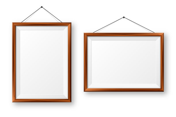 墙上挂着一幅逼真的空白木画图片下载