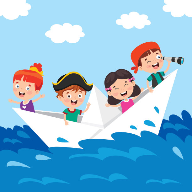 船上可爱的小孩图片下载