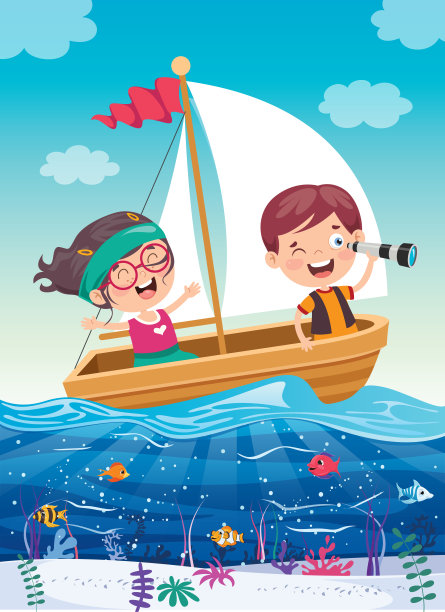 船上可爱的小孩图片下载