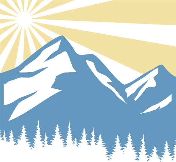 剪影山太阳顶山雪峰标志图片下载
