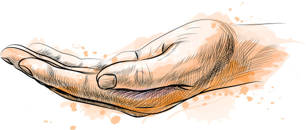 摊开手掌的手势出自一幅水彩画图片下载