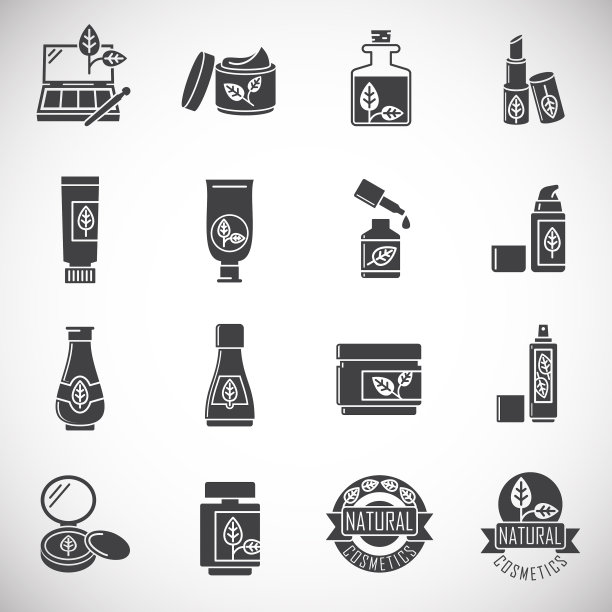 天然化妆品相关图标设置在背景图片下载