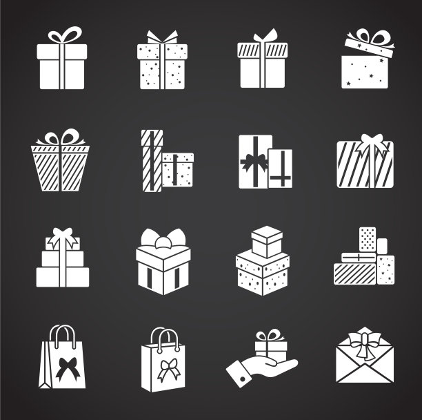 礼品相关的图标设置在背景图形图片下载