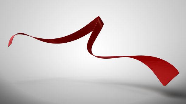 白色背景上的红色卷曲缎带图片下载