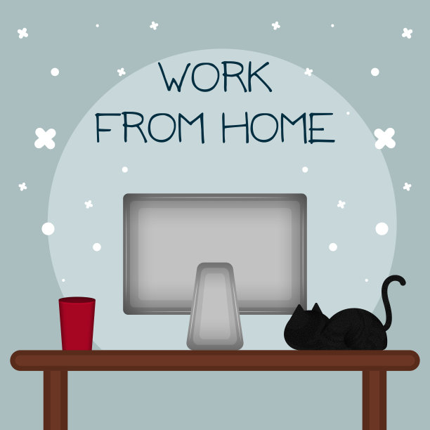 在家工作海报。家庭办公室图片下载