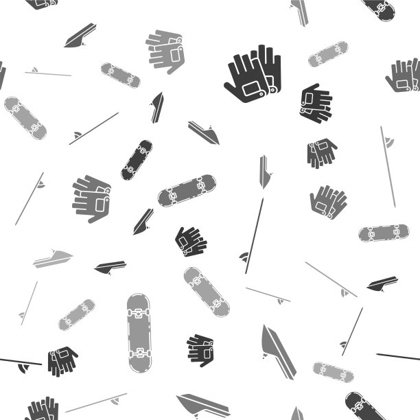 设置手套，喷气滑雪板，冲浪板和滑板图片下载