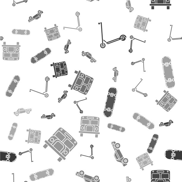 集滑板、小轿车、滑板、校车于一体图片下载