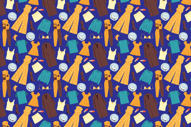 不同的衣服在紫罗兰背景上。时尚的衣服图片下载