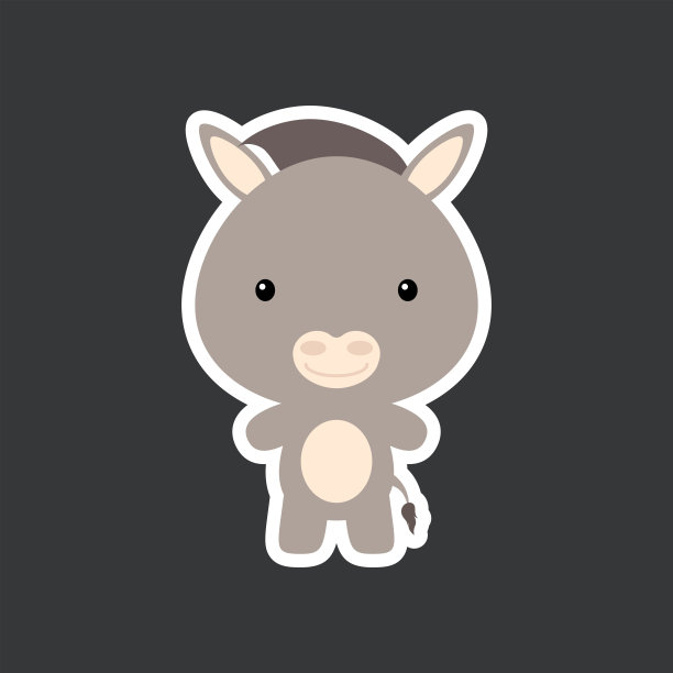 可爱有趣的小驴贴纸。适合画册、剪贴簿、卡片、海报、请帖等设计。图片下载