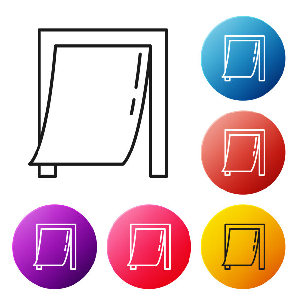 黑色线门宠物图标隔离在白色图片下载