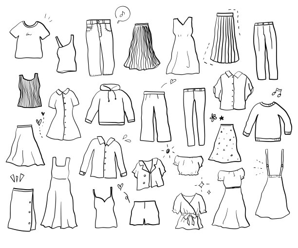 时尚服装销售手绘矢量集图片下载