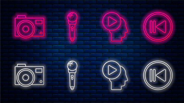 设线麦克风头人与播放按钮图片下载