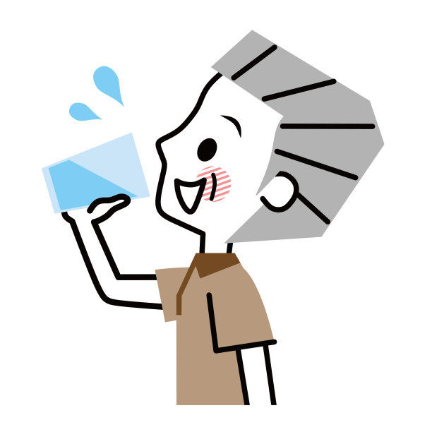 一个人喝水的插图。图片下载