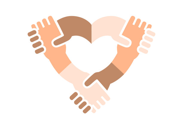 矢量插图手。心形标志设计。图片下载