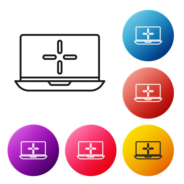 黑线笔记本电脑图标隔离在白色图片下载