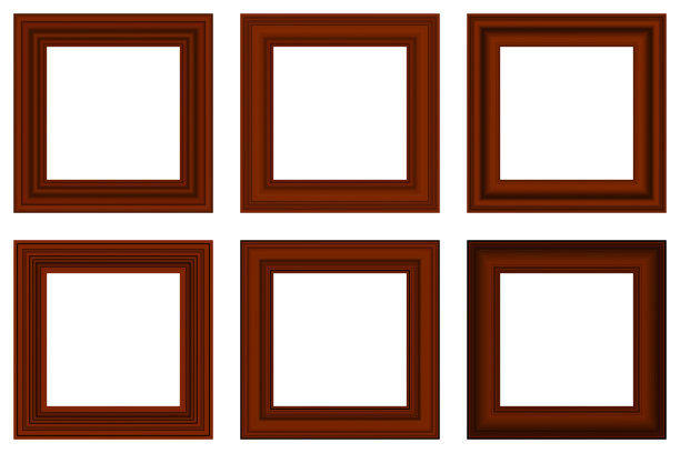 一套大的方形复古木框架为您的设计。复古封面。文本。古色古香的黄金漂亮的矩形框架。模板向量插图。图片下载