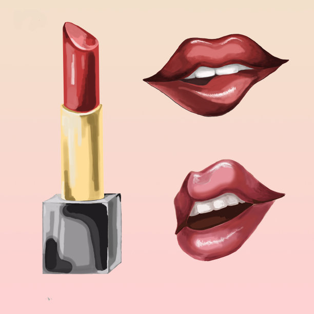 红色唇膏t唇图片下载