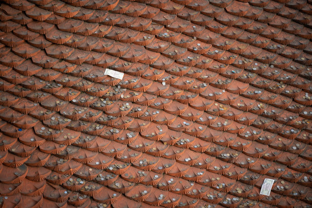 屋顶上覆盖着硬币图片下载